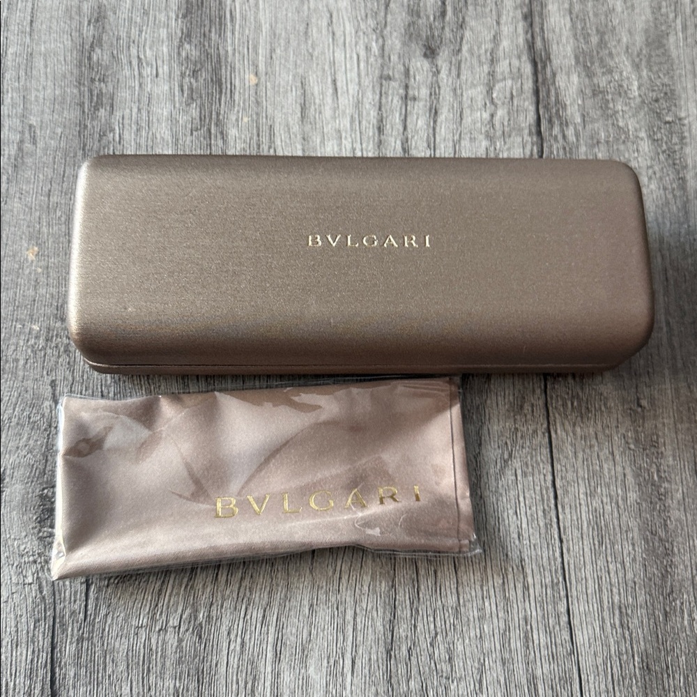 Bulgari Brown Eyewear Case with Gold Interior